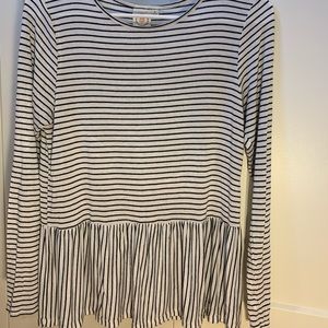Black and white striped ruffle shirt size S